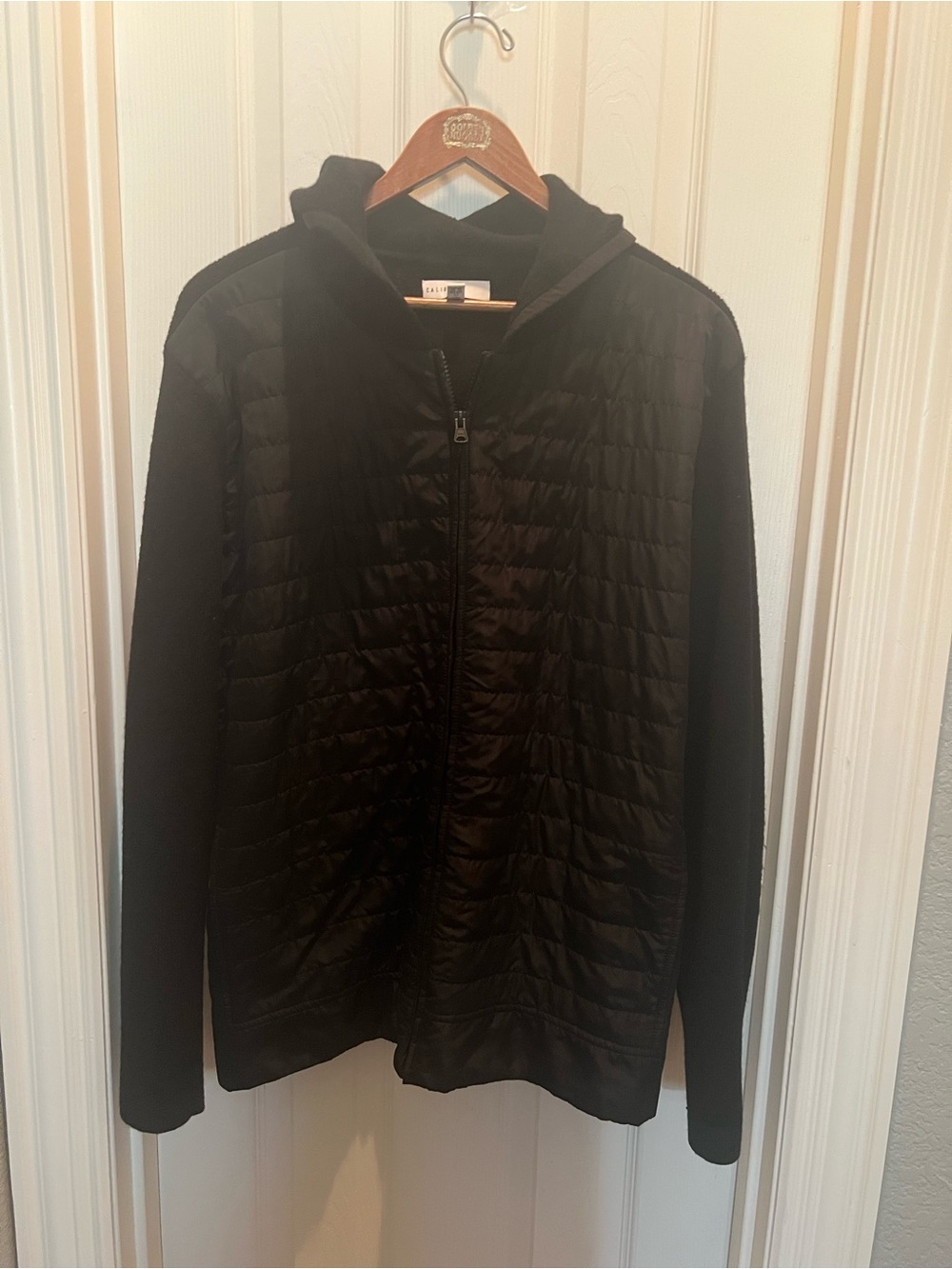 Calibrate Black Quilted Zip-Up Hooded Jacket XL